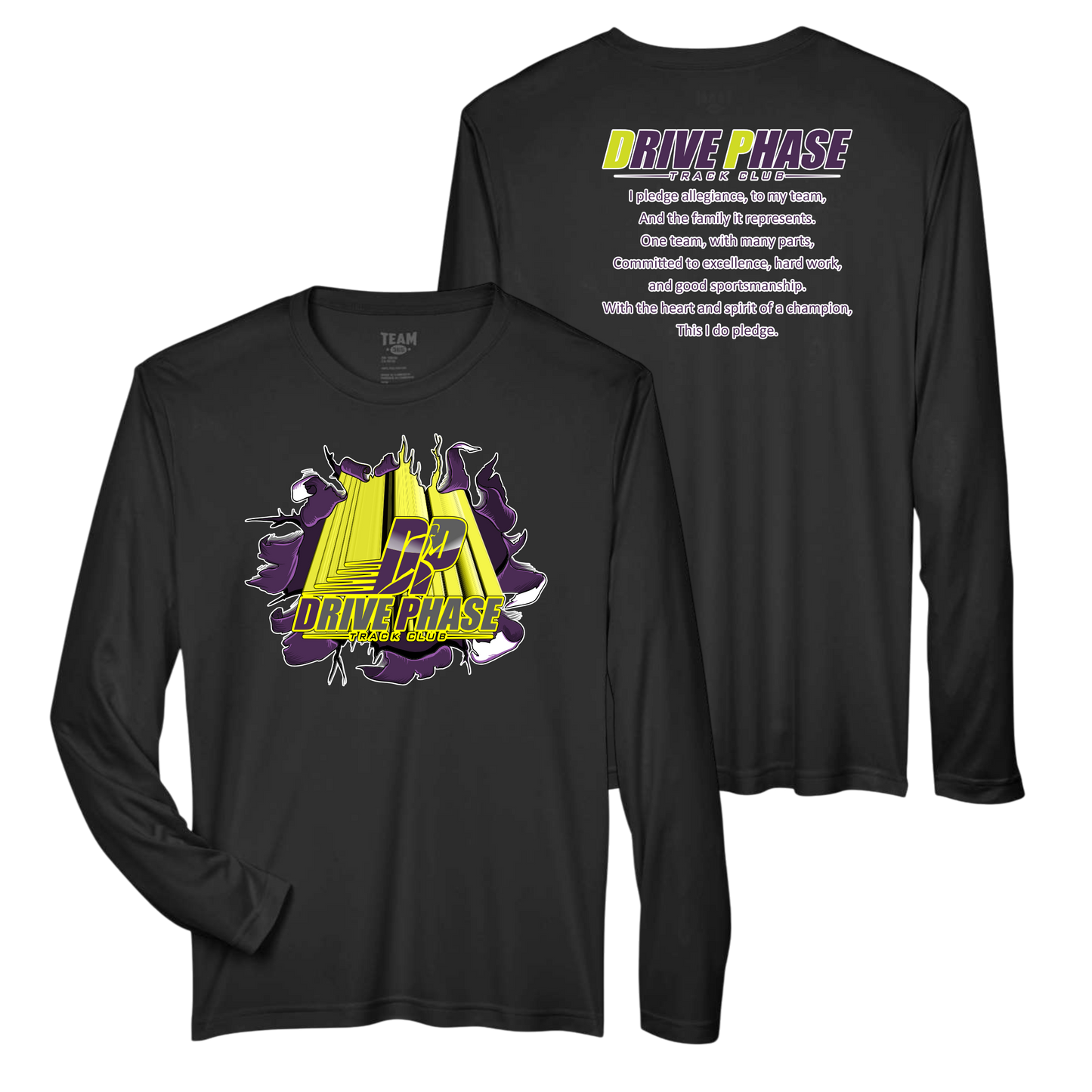 Drive Phase Track Club Burst Thru Logo Long Sleeve Performance Shirt