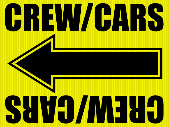 "Crew/Cars" Movie Location Sign