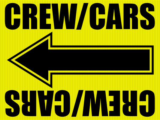 "Crew/Cars" Movie Location Sign