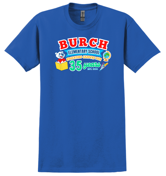 Burch Elementary Short Sleeve Blue Anniversary Shirt