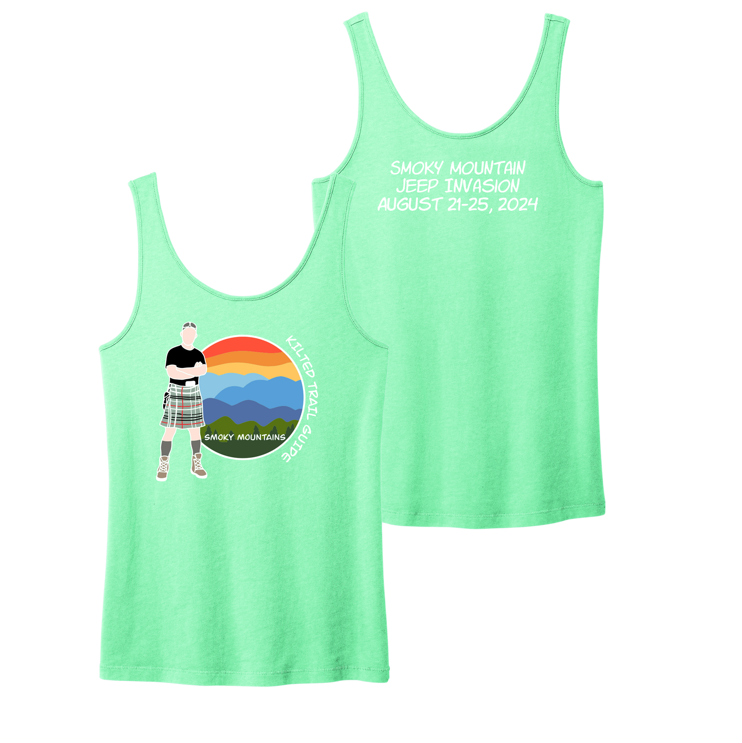 Kilted Trail Guide Smoky Mountain Jeep Invasion Ladies Tank