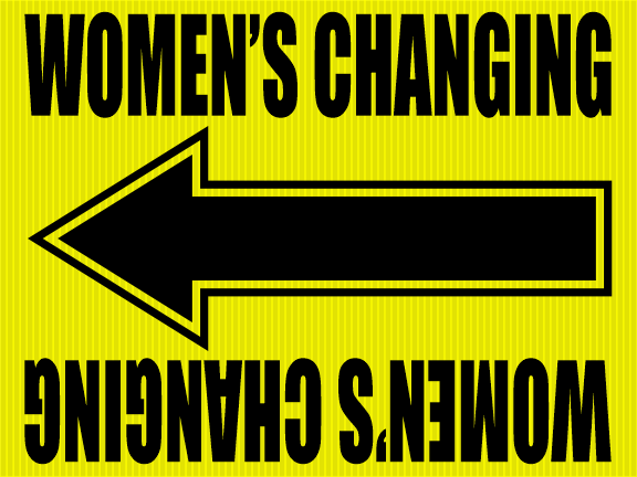 Woman Changing Sign